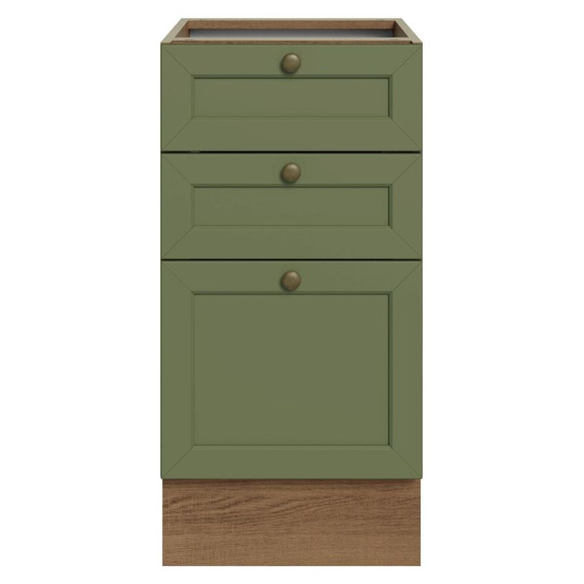 Balcão De Cozinha 40 Cm 3 Gavetas (sem Tampo) Rustic/verde Vik Madesa - imagem 4