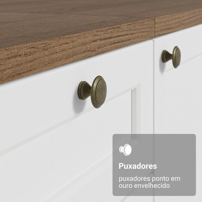 Balcão De Cozinha 80 Cm 2 Gavetas (sem Tampo) Rustic/Branco Vik Madesa - imagem 5