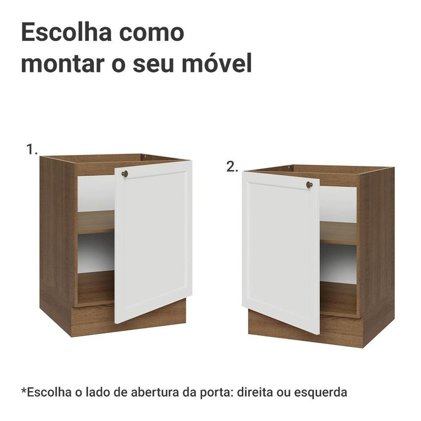 Balcão De Cozinha 60 Cm 1 Porta (sem Tampo) Rustic/Branco Vik Madesa - imagem 4