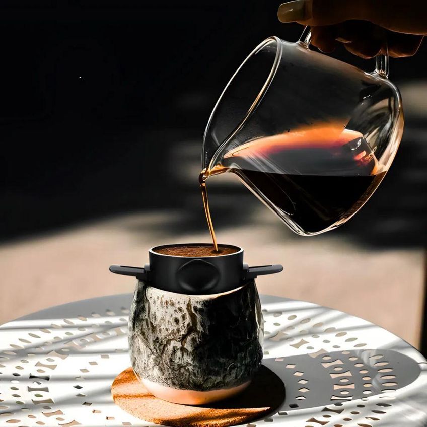 Filtro De Café E Chá Dobrável Portátil Reutilizável Em Aço Inoxidável E Resina Abs Térmica - imagem 4