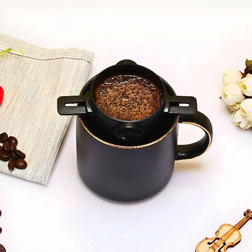 Filtro De Café E Chá Dobrável Portátil Reutilizável Em Aço Inoxidável E Resina Abs Térmica - imagem 5