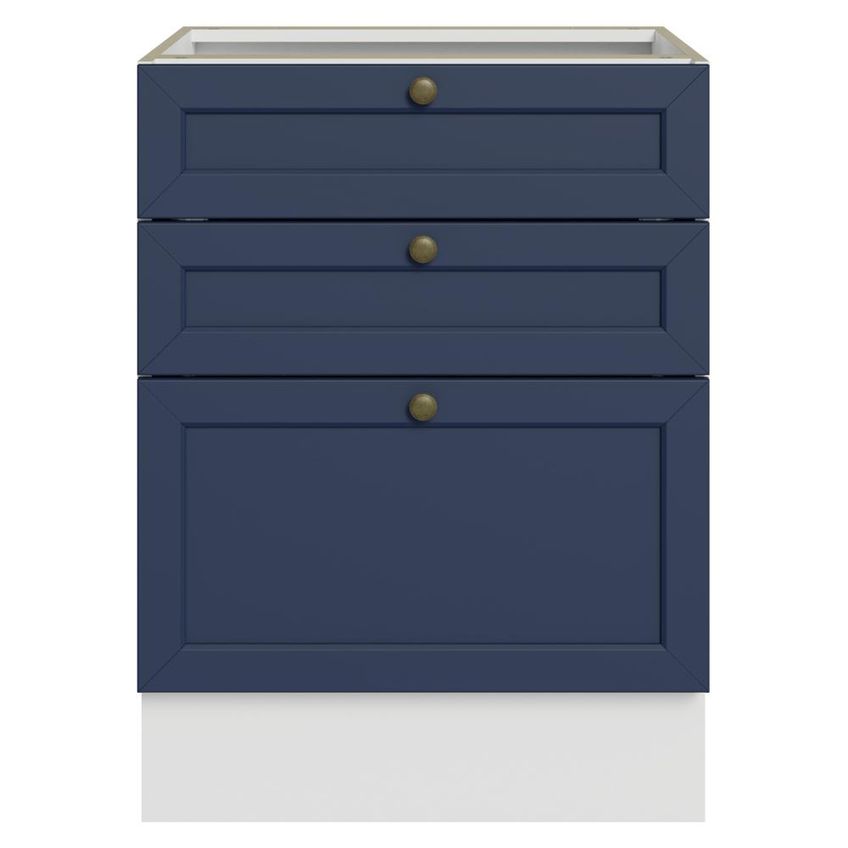 Balcão De Cozinha 60 Cm 3 Gavetas (sem Tampo) Branco/Azul Vik Madesa - imagem 4