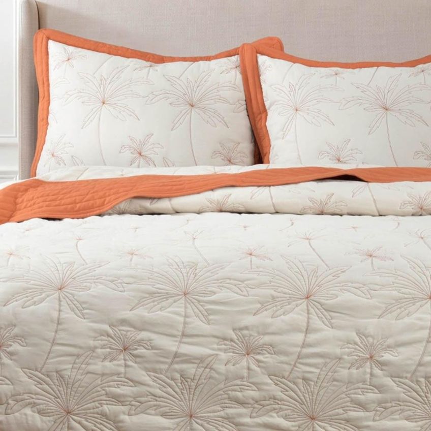 Kit Cobre Leito Egeu Queen Percal 300 Fios Colcha Matelassê Alto Relevo 3 Peças Terracota - imagem 2