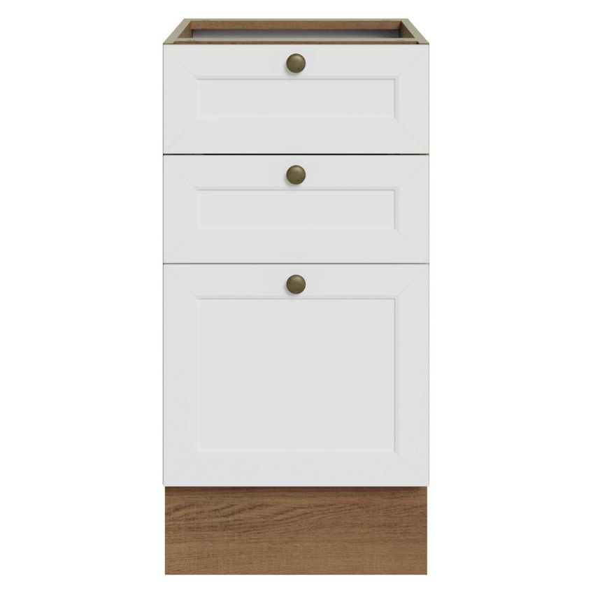 Balcão De Cozinha 40 Cm 3 Gavetas (sem Tampo) Rustic/Branco Vik Madesa - imagem 4