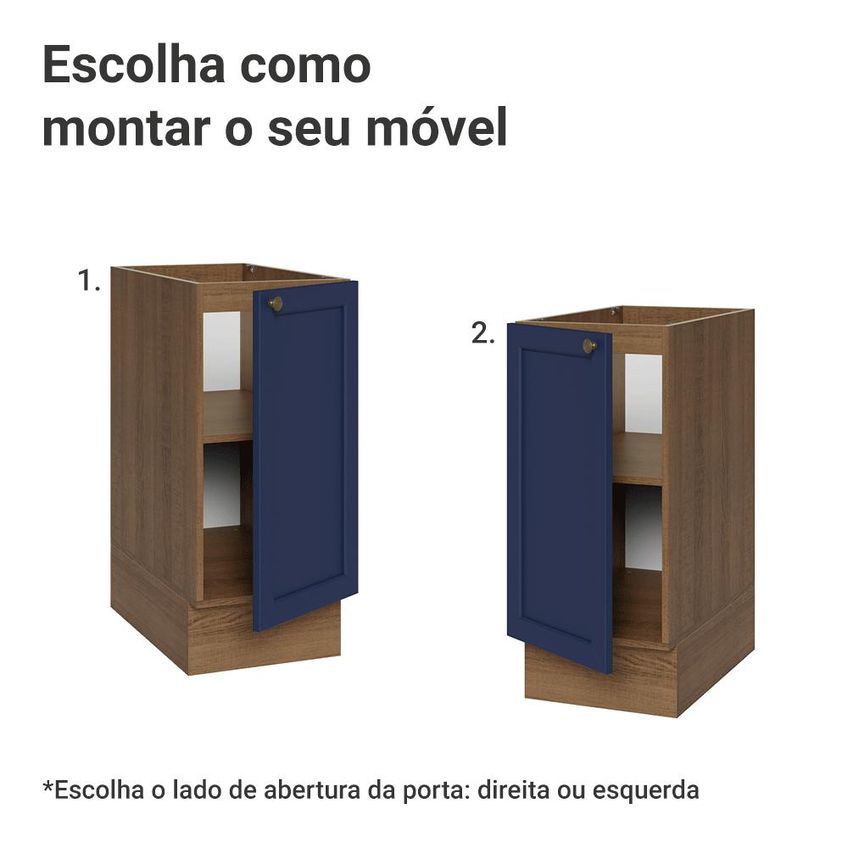 Balcão De Cozinha 35 Cm 1 Porta (sem Tampo) Rustic/Azul Vik Madesa - imagem 4
