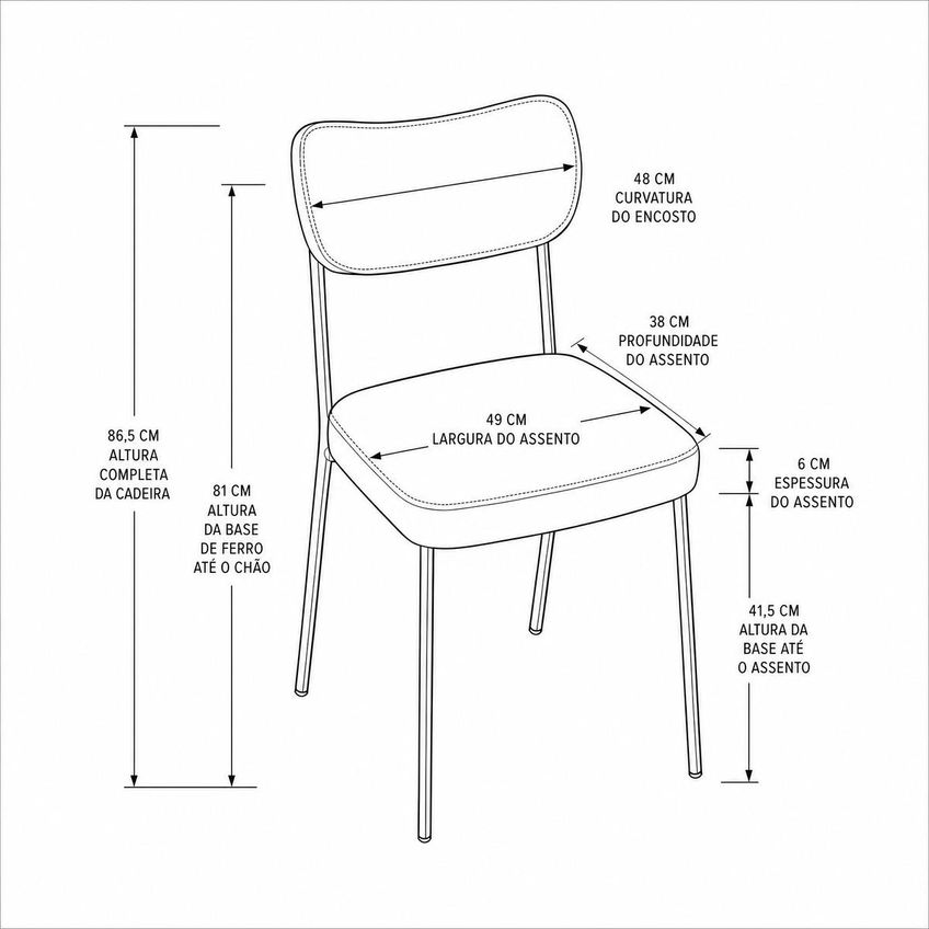Cadeira Para Mesa De Jantar Área Gourmet Luxo Base De Ferro Cor: Marrom - imagem 3