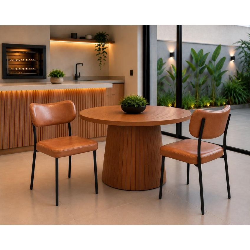 Cadeira Para Mesa De Jantar Área Gourmet Luxo Base De Ferro Cor: Marrom - imagem 4