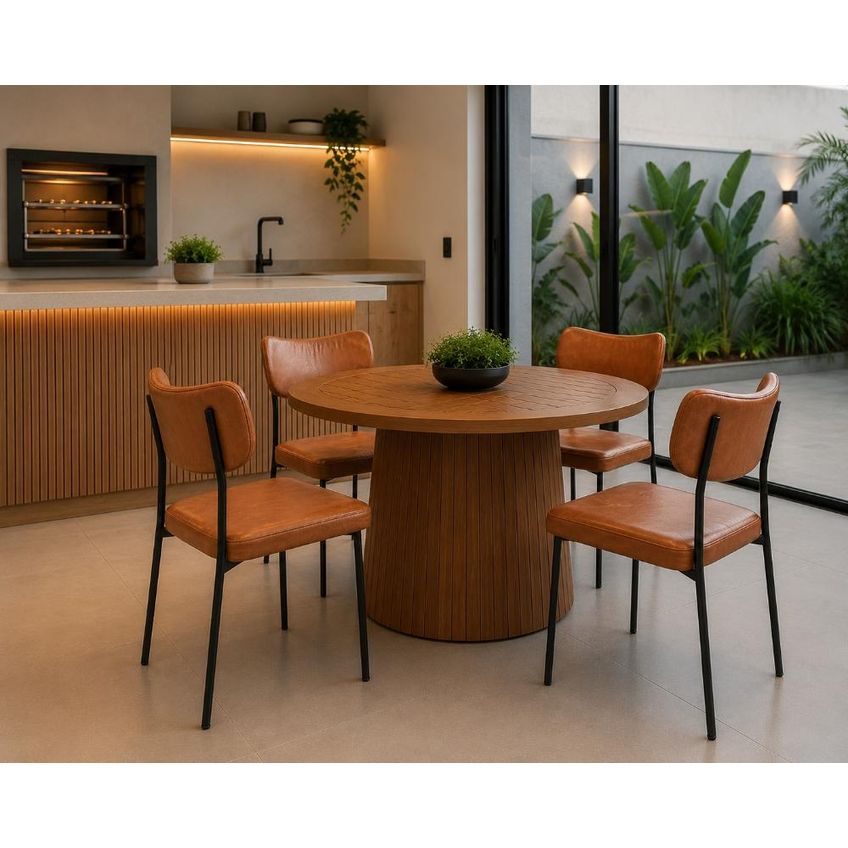 Cadeira Para Mesa De Jantar Área Gourmet Luxo Base De Ferro Cor: Marrom - imagem 5