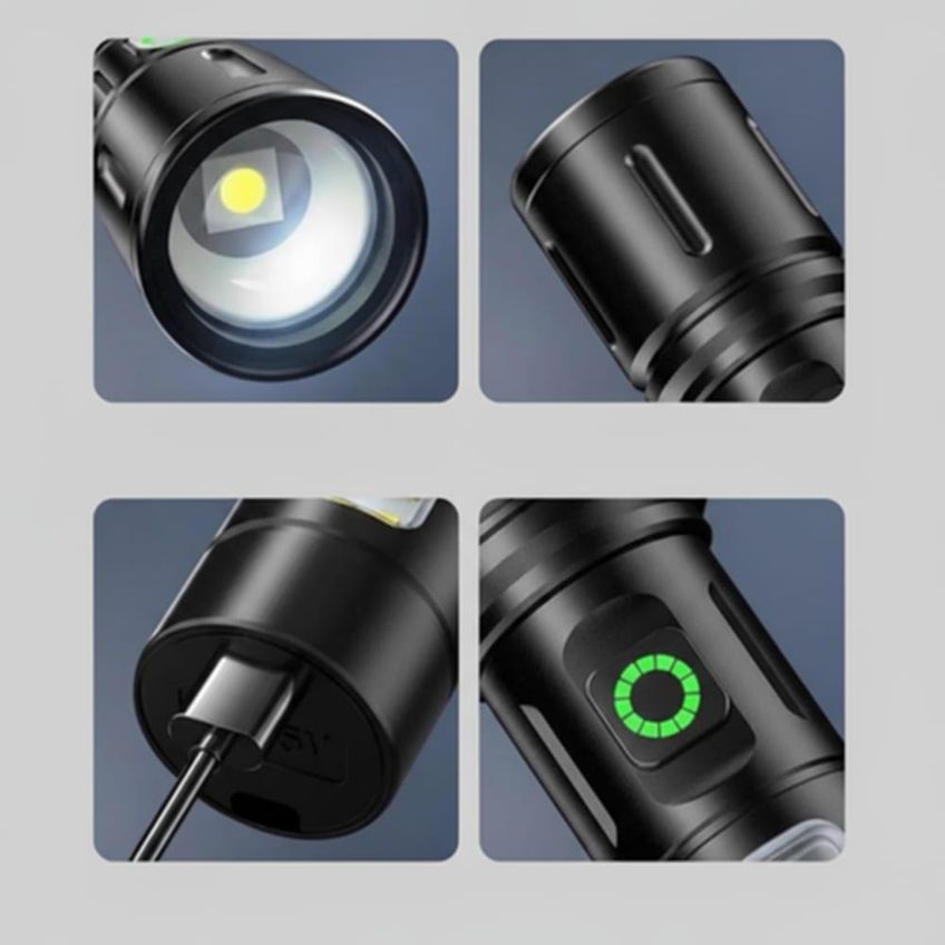 Lanterna Recarregável Luz Lateral Led Alta Potência Zoom 5 Modos Utimix - imagem 3