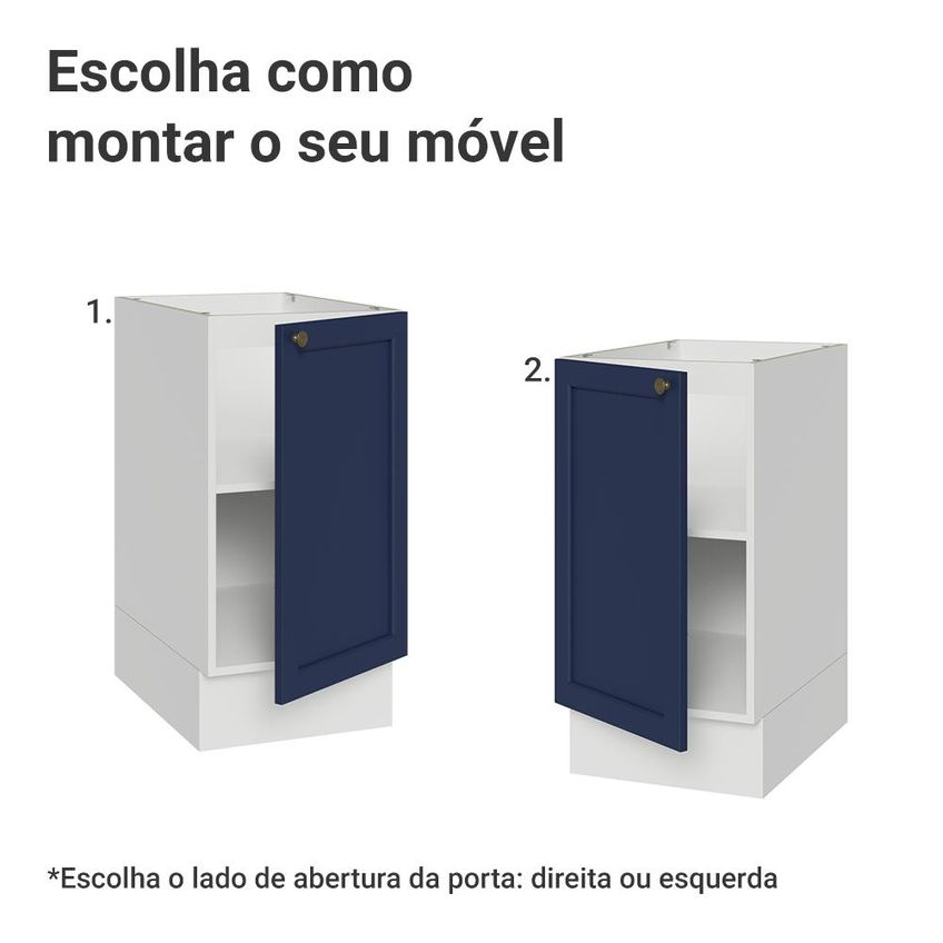 Balcão De Cozinha 40 Cm 1 Porta (sem Tampo) Branco/Azul Vik Madesa - imagem 4