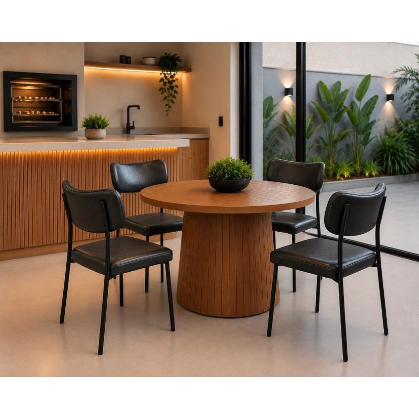 Cadeira Para Mesa De Jantar Área Gourmet Luxo Base De Ferro Cor:preto - imagem 5