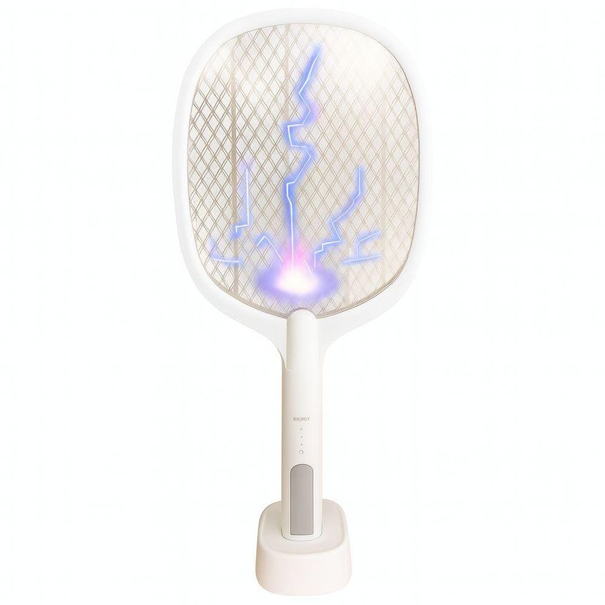 Kit Raquete Elétrica Mata Insetos Com Spray Repelente Base Luminosa Luz UV Recarregável Utimix - imagem 3