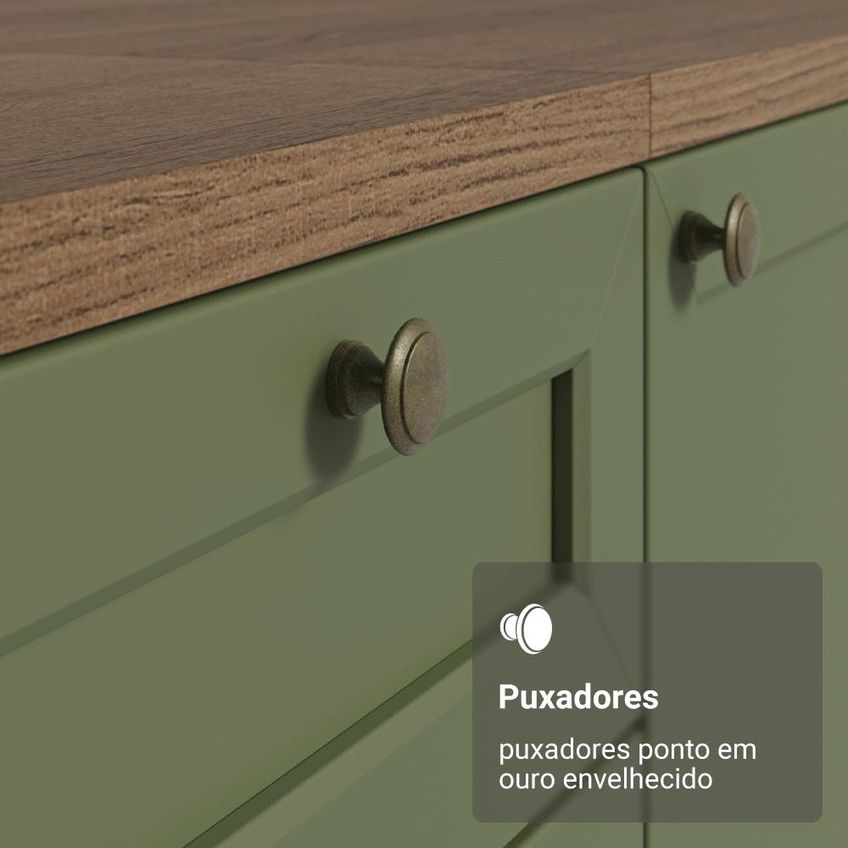 Balcão De Cozinha 80 Cm 2 Gavetas (sem Tampo) Rustic/verde Vik Madesa - imagem 5