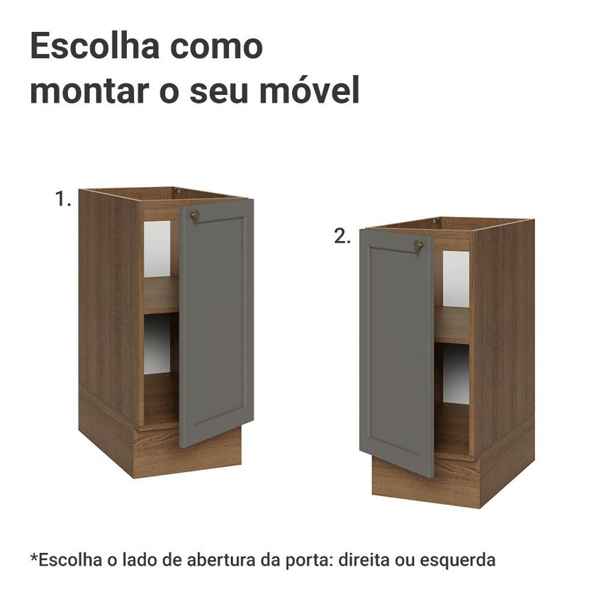 Balcão De Cozinha 35 Cm 1 Porta (sem Tampo) Rustic/cinza Vik Madesa - imagem 4