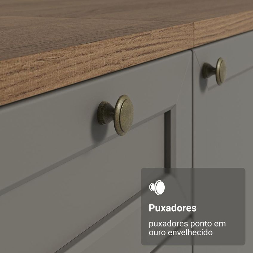 Balcão De Cozinha 80 Cm 2 Gavetas (sem Tampo) Rustic/Cinza Vik Madesa - imagem 5