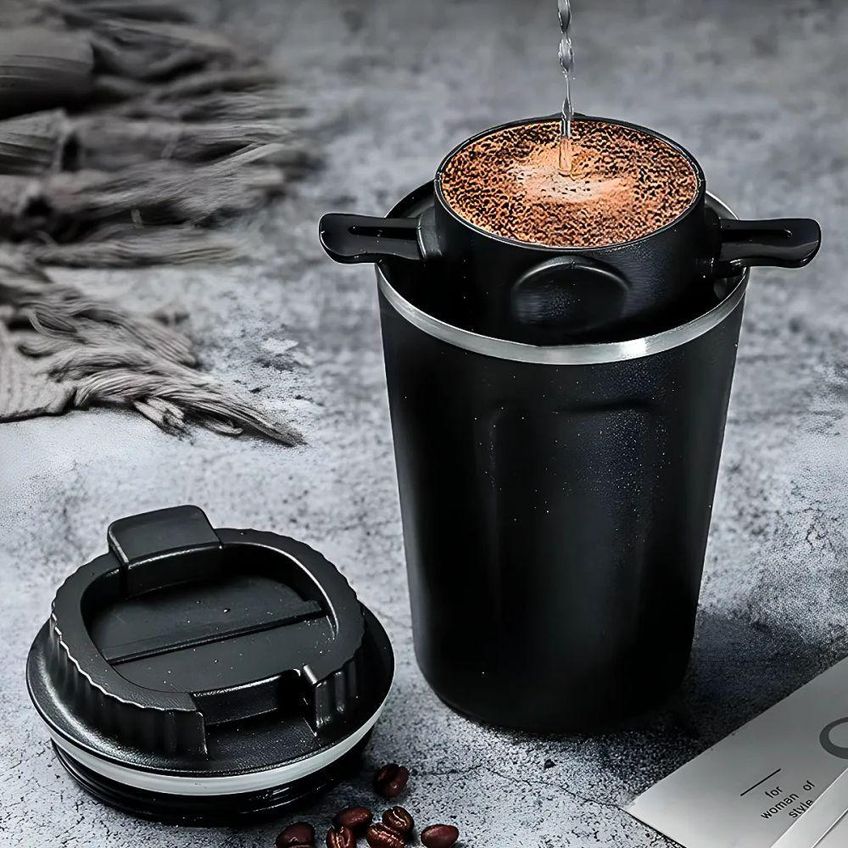 Filtro De Café E Chá Dobrável Portátil Reutilizável Em Aço Inoxidável E Resina Abs Térmica - imagem 3