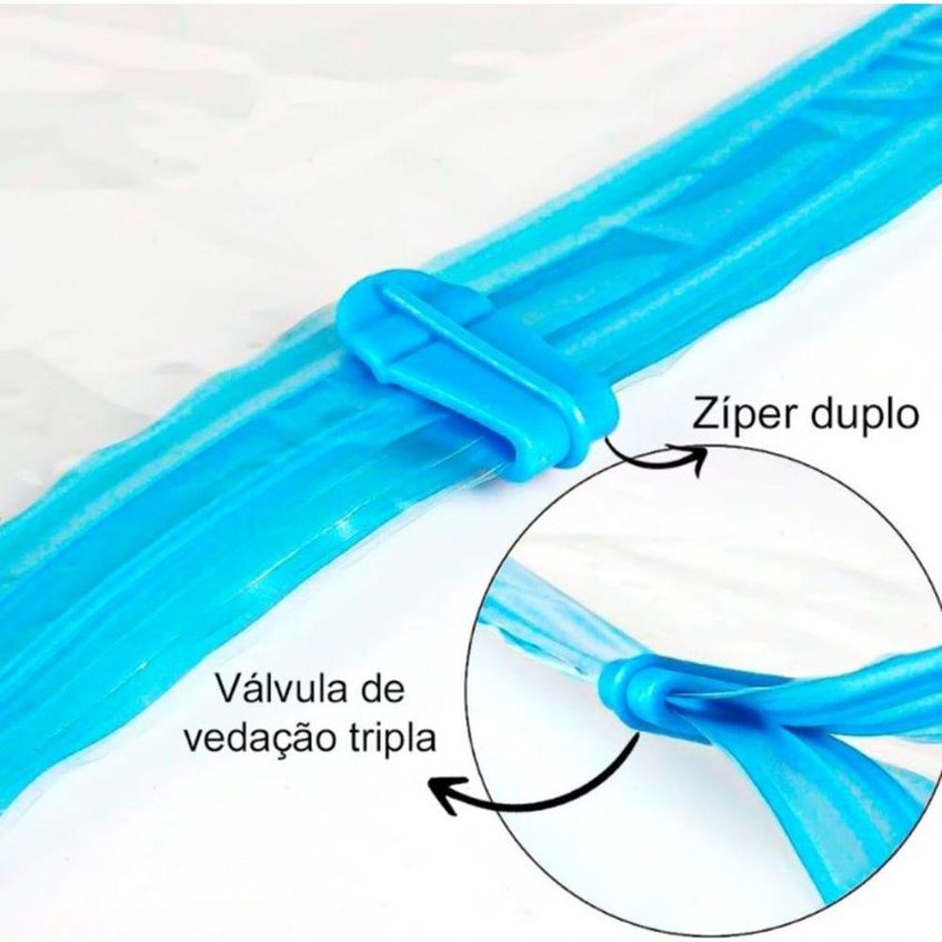 Kit 5 Sacos A Vácuo Para Armazenamento Com Bomba Manual Organizador De Roupa Edredom Cobertor Viagem - imagem 2
