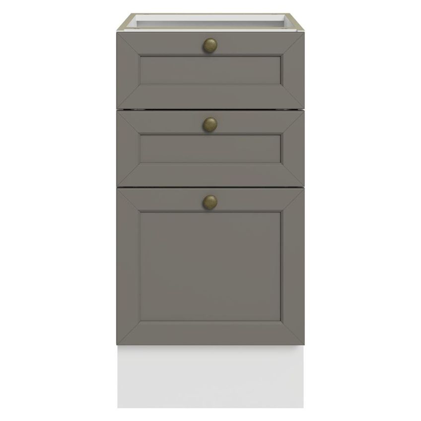 Balcão De Cozinha 40 Cm 3 Gavetas (sem Tampo) Branco/cinza Vik Madesa - imagem 4