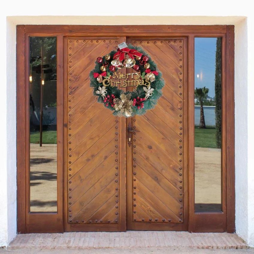 Guirlanda Merry Christmas Global E72081 Com Sino Enfeite Decorativo Nevado Branco Plástico E Metal - imagem 3