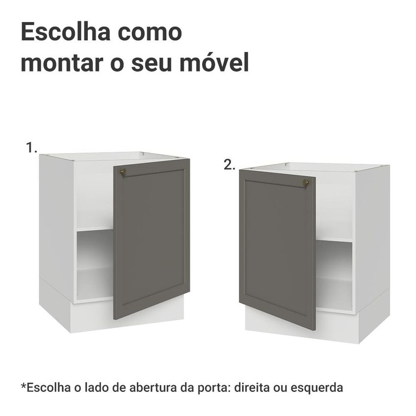 Balcão De Cozinha 60 Cm 1 Porta (sem Tampo) Branco/cinza Vik Madesa - imagem 4