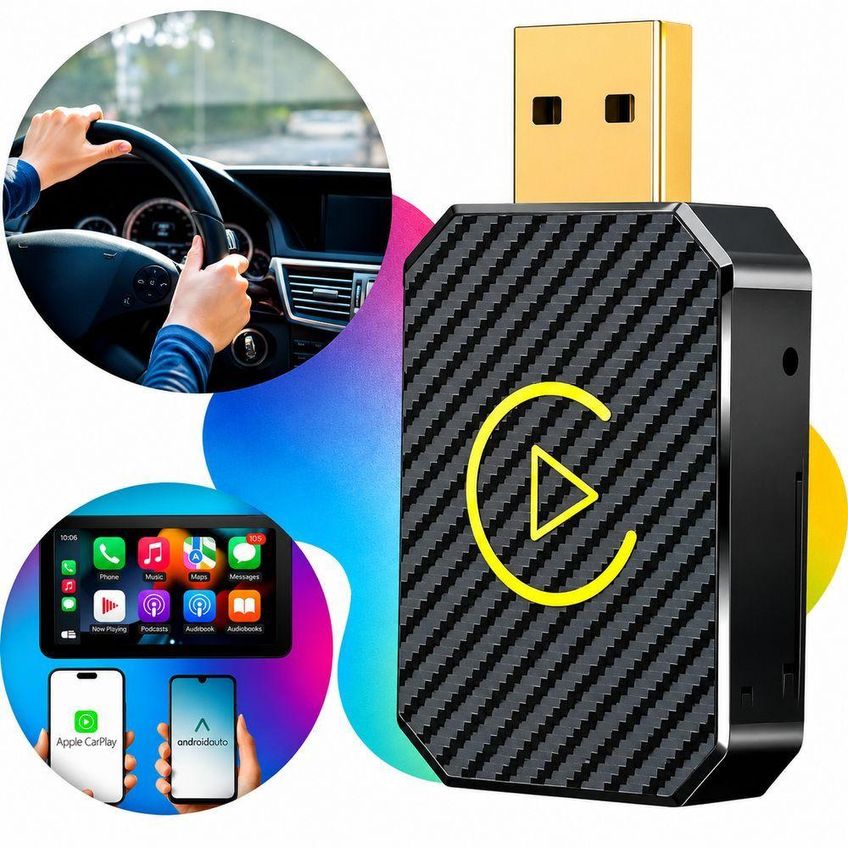 Conversor Sem Fio Para Apple Carplay E Android Auto Adaptador Bluetooth Wi Fi Veicular Multimidia - imagem 3