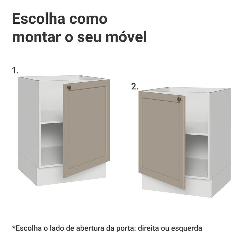 Balcão De Cozinha 60 Cm 1 Porta (sem Tampo) Branco/crema Vik Madesa - imagem 4