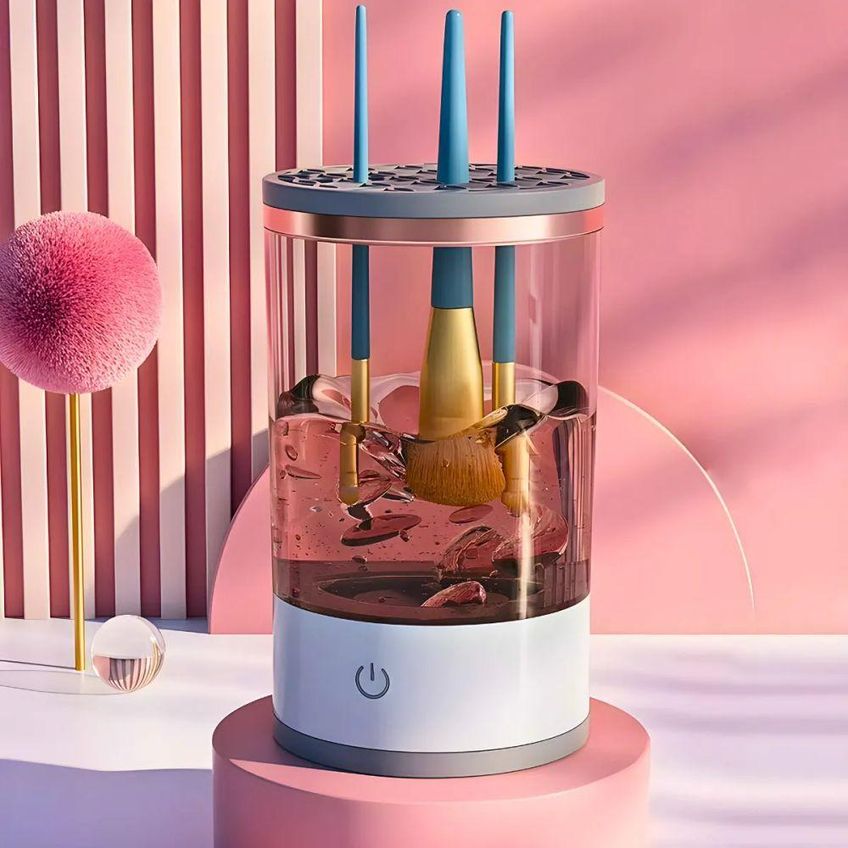 Limpador De Pincéis De Maquiagem Elétrico Secador Automático Transparente USB Utimix - imagem 5