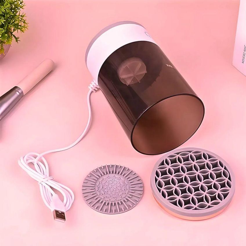 Limpador De Pincéis De Maquiagem Elétrico Secador Automático USB Lava E Seca Utimix Transparente - imagem 2