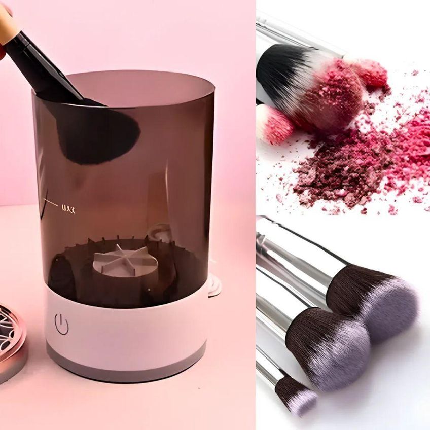 Limpador De Pincéis De Maquiagem Elétrico Secador Automático USB Lava E Seca Utimix Transparente - imagem 3