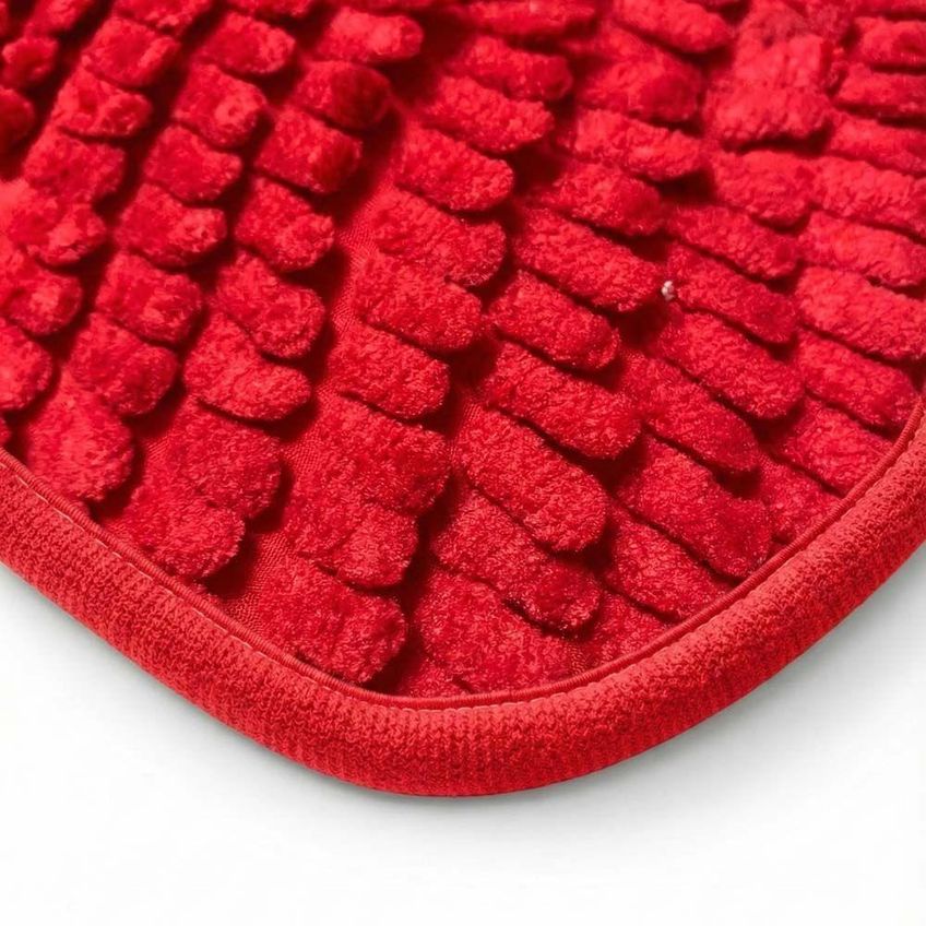 Jogo De Banheiro Dedinho 3 Peças Base Antiderrapante Relevo Vermelho Clara Luz Decora - imagem 4