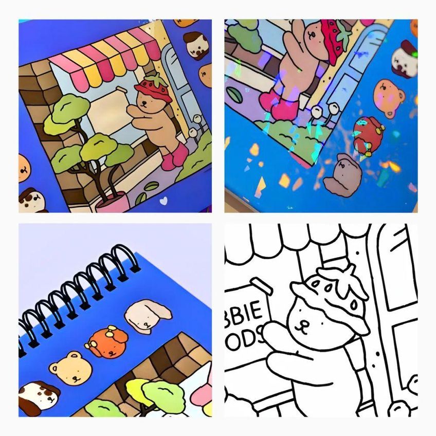 Livro De Colorir Adulto Antiestresse Mandalas Capa Dura Azul Folhas Grossas Relaxamento Utimix - imagem 3