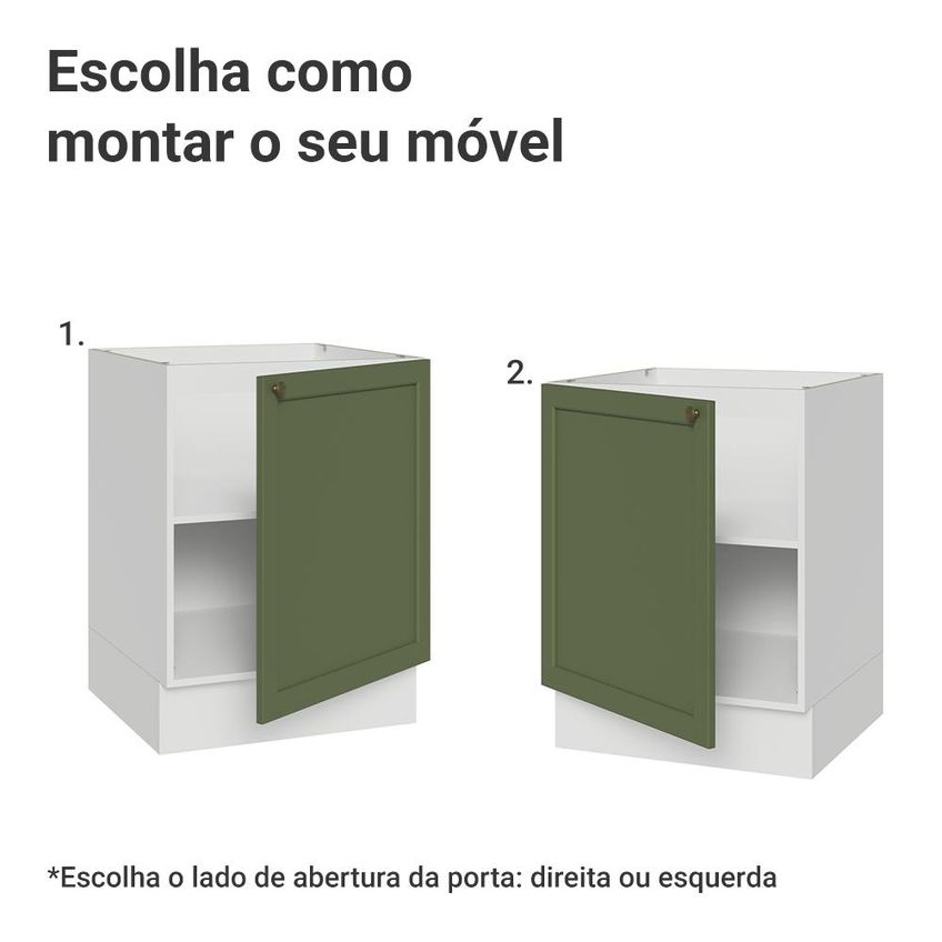 Balcão De Cozinha 60 Cm 1 Porta (sem Tampo) Branco/verde Vik Madesa - imagem 4