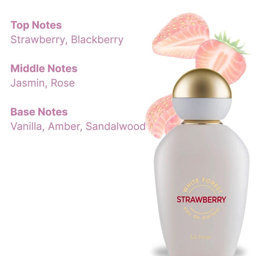 Eau De Parfum Spray Khadlaj La Fede White Forest Strawberry 100ml - imagem 2