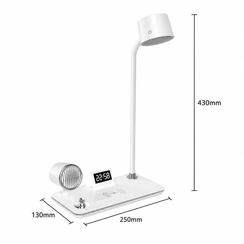 Luminária De Mesa Utimix 4 Em 1 Led Ajustável Com Caixa De Som Bluetooth Relógio Despertador Preto - imagem 3