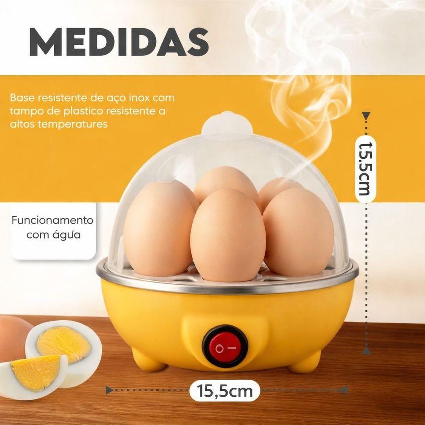 Cozedor de Ovos Elétrico Portátil 110v Capacidade 7 Ovos Desliga Automático Rosa Utimix - imagem 2
