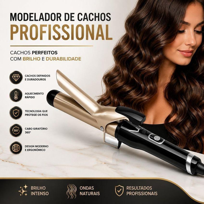 Modelador De Cachos Profissional Cerâmico Aquecimento Rápido Controle De Temperatura Utimix Bivolt - imagem 4