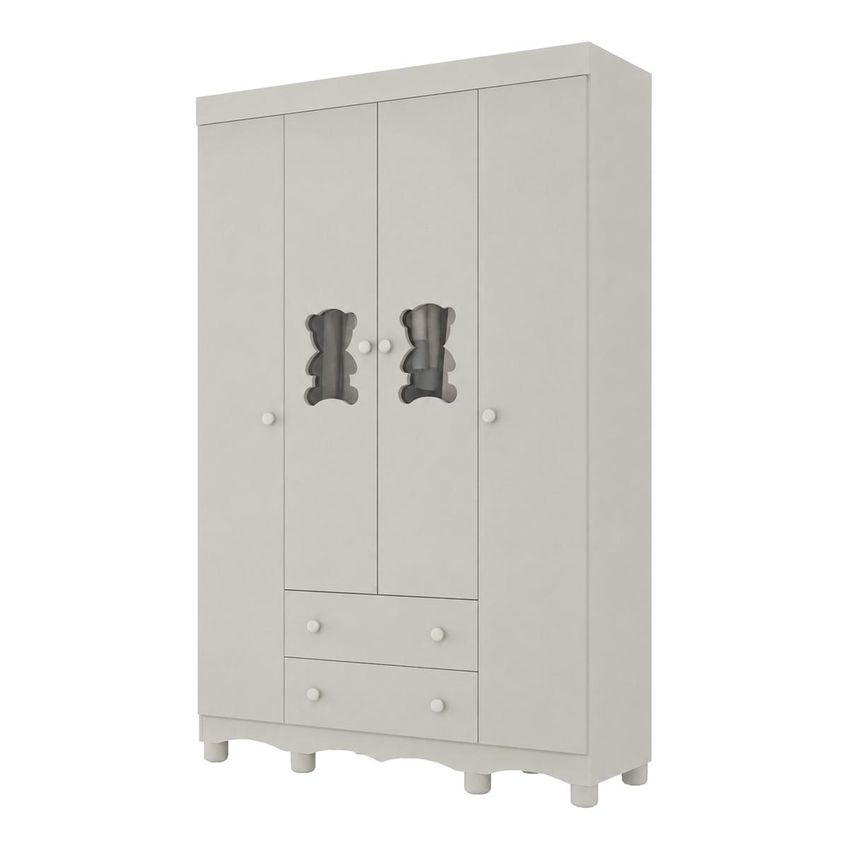 Guarda-roupa Infantil 122cm Com Vidro 4 Portas E 2 Gavetas Ternura Multimóveis Mp4478 - Off White - imagem 2