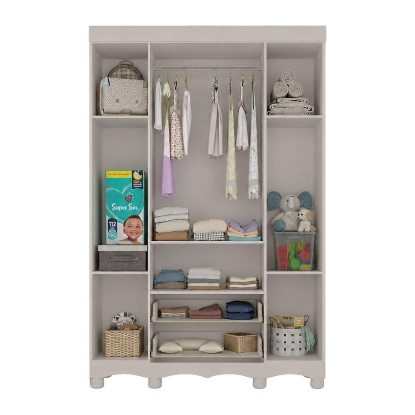 Guarda-roupa Infantil 122cm Com Vidro 4 Portas E 2 Gavetas Ternura Multimóveis Mp4478 - Off White - imagem 5