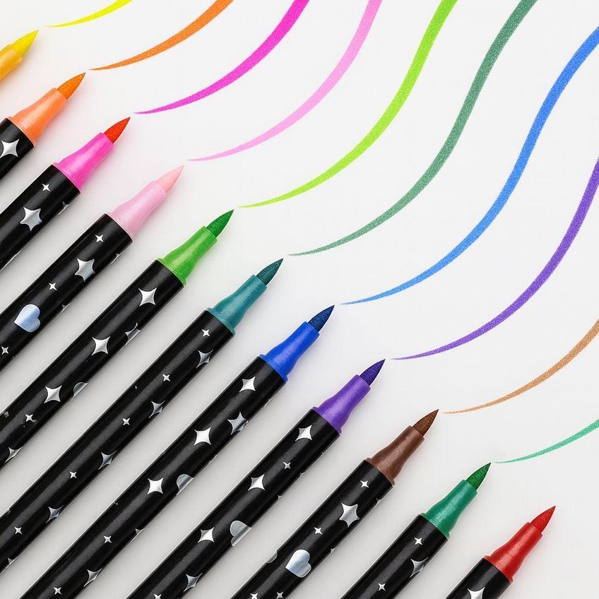 Kit De Canetas Para Colorir Com Glitter Utimix Duas Pontas 48 Cores Estojo Para Desenho Arte - imagem 3