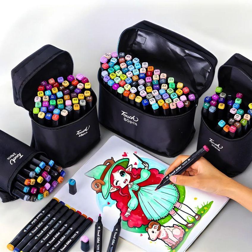 Conjunto De Canetas Marcador Permanente Ponta Dupla Utimix 48 Coloridas Com Estojo Escolar - imagem 2