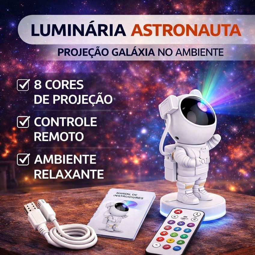 Luminária Projetor De Galáxia Astronauta Led Rgbw Céu Estrelado Para Quarto Decoração Utimix - imagem 3
