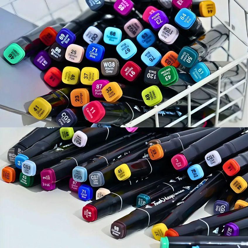 Conjunto De Canetas Marcador Permanente Ponta Dupla Utimix 48 Coloridas Com Estojo Escolar - imagem 3