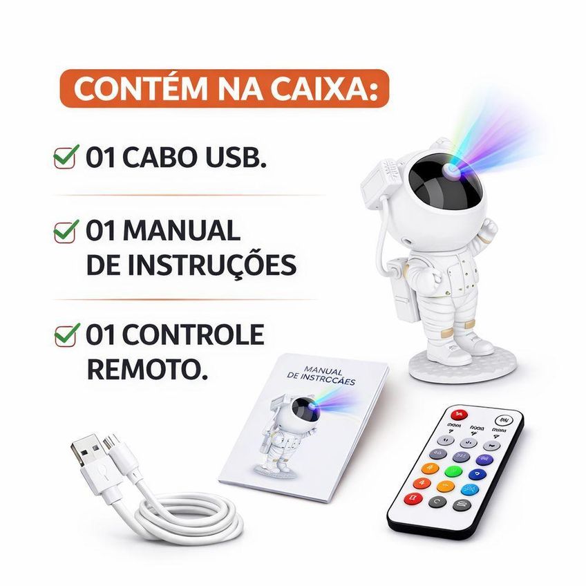 Luminária Projetor De Galáxia Astronauta Led Rgbw Céu Estrelado Para Quarto Decoração Utimix - imagem 4