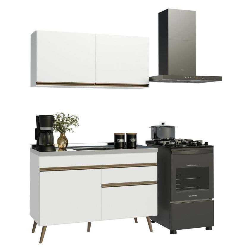 Armário Cozinha Modulada Compacta Balcão Com Pia 120cm Florença Multimóveis Mcr2466 Branco - imagem 2