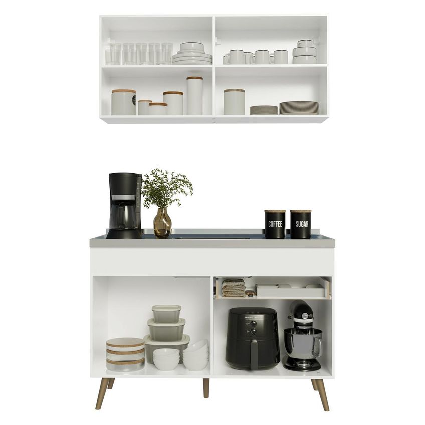 Armário Cozinha Modulada Compacta Balcão Com Pia 120cm Florença Multimóveis Mcr2466 Branco - imagem 5
