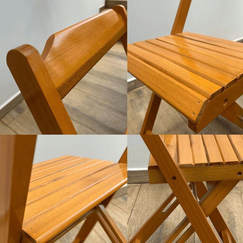 Jogo De Mesa 4 Lugares Tampo Em Mdf Com Cadeiras Dobráveis Preto E Mel M.b Móveis - imagem 2