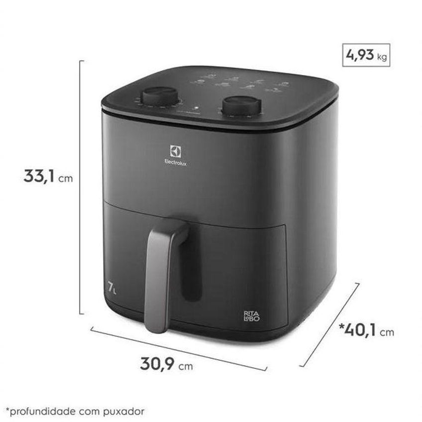 Fritadeira Sem Óleo Air Fryer Electrolux EAF70 7L 1700W Preto 220V - imagem 5
