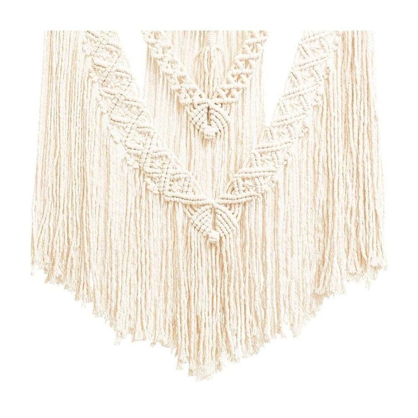 Painel De Parede Macrame Com Fios 100% Algodão Decorativo Bege Redes De Dormir Premium Colchões - imagem 3