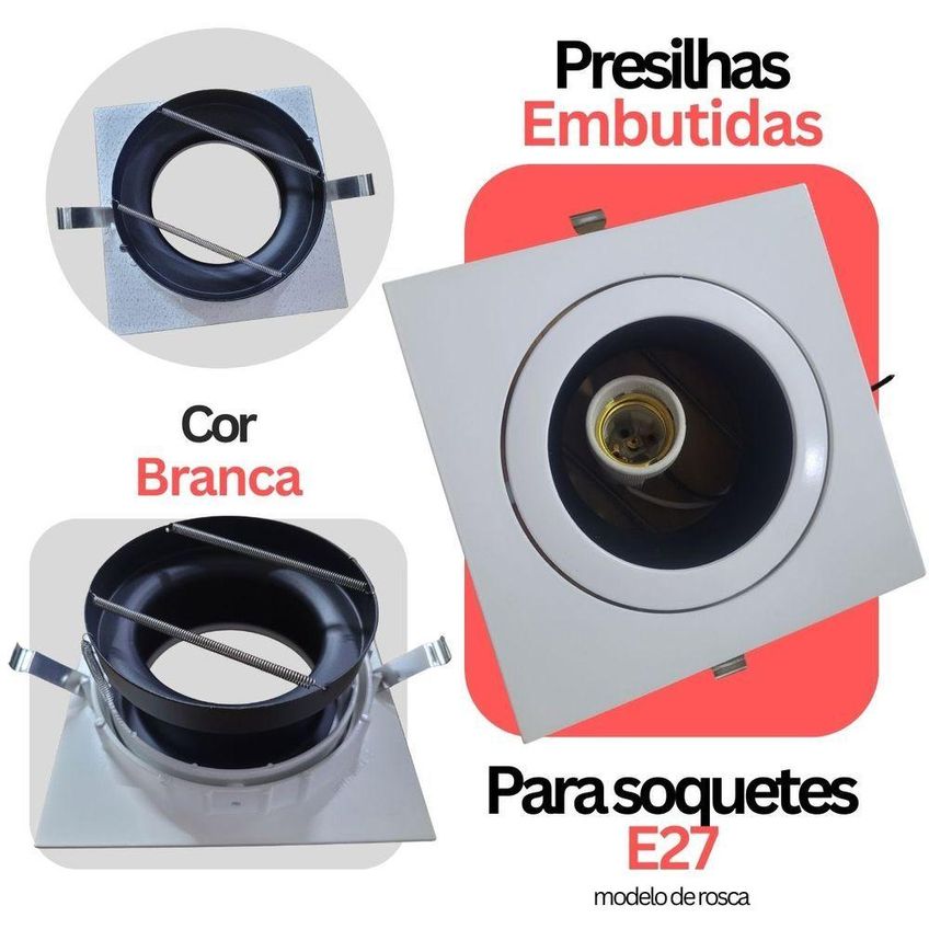 Spot De Embutir Quadrado Direcionável Para Par30 Ou Ar111 Branco Decorshop - imagem 4