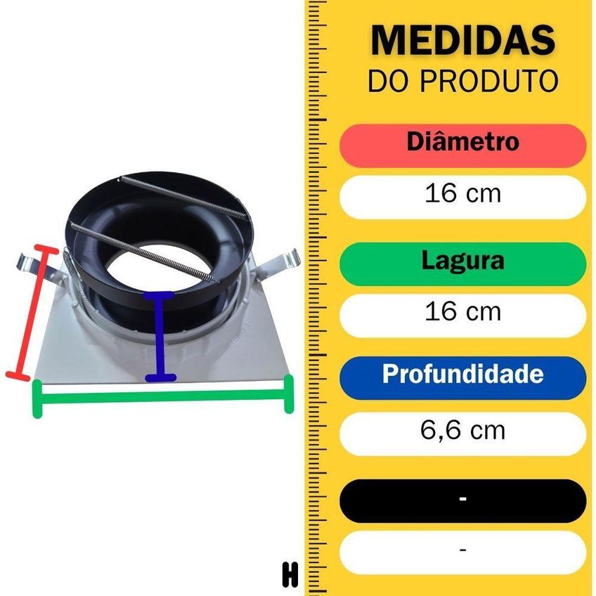 Spot De Embutir Quadrado Direcionável Para Par30 Ou Ar111 Branco Decorshop - imagem 5